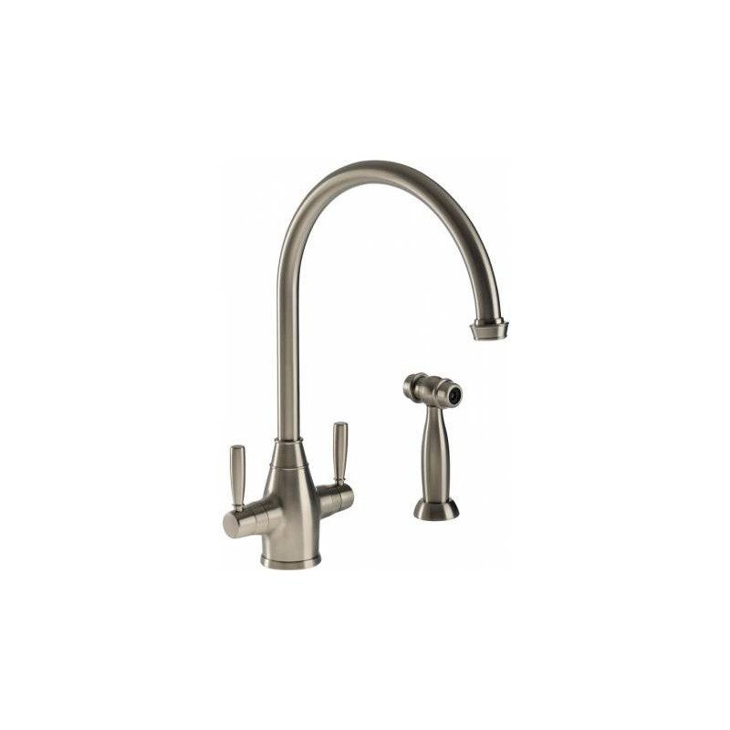 Abode Brompton Mono Sink Mixer with Integrated Handspray Pewter