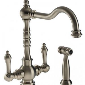 Abode Bayenne Dual Lever Mono Sink Mixer with Handspray Pewter