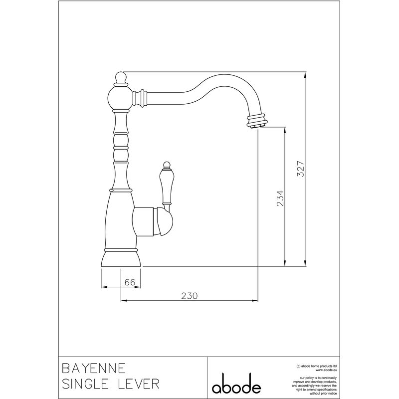 Abode Bayenne Single Lever Mono Sink Mixer Chrome