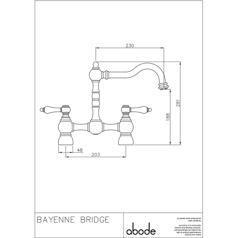 Abode Bayenne Dual Lever Bridge Mixer Chrome