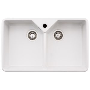 Abode Provincial Large 2 Bowl Undermount Sink White