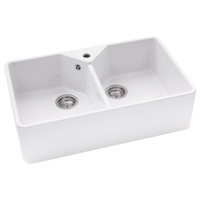 Abode Provincial Large 2 Bowl Undermount Sink White