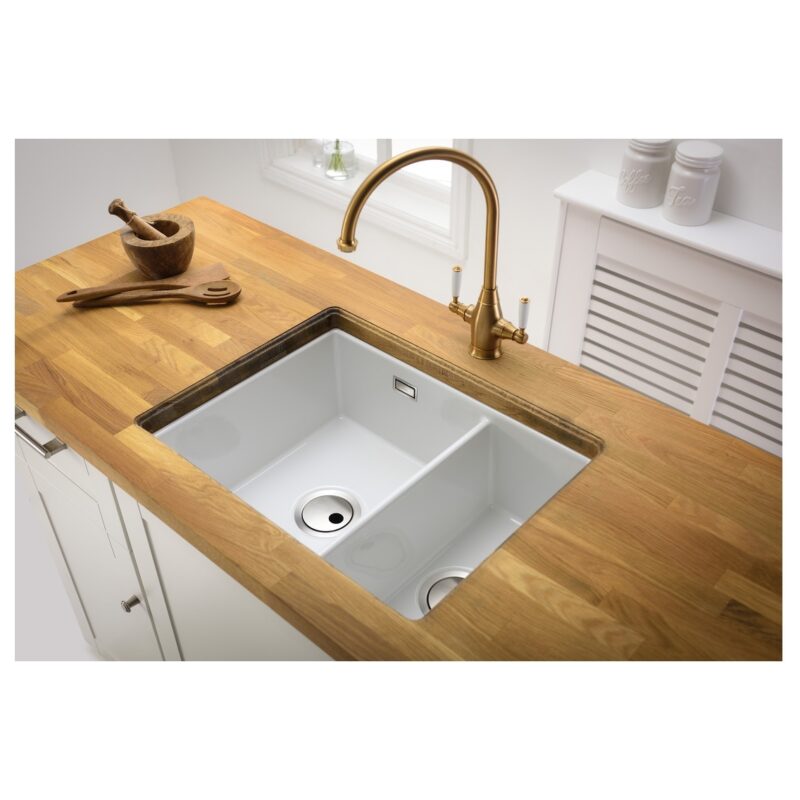 Abode Sandon 1.5 Bowl Ceramic Undermount/Inset Sink White