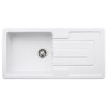 Abode Acton 1 Bowl & Drainer Ceramic Inset Sink White