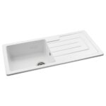 Abode Acton 1 Bowl & Drainer Ceramic Inset Sink White