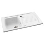 Abode Milford 1 Bowl & Drainer Ceramic Inset Sink White