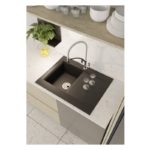 Abode Aspekt 1 Bowl & Drainer Granite Inset Sink Black Metallic