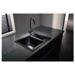 Abode Zero 1.5 Bowl Granite Inset Sink Black Metallic