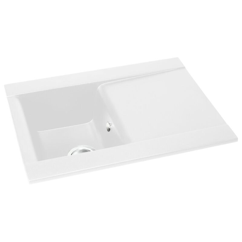 Abode Aspekt 1 Bowl & Drainer Granite Inset Sink White
