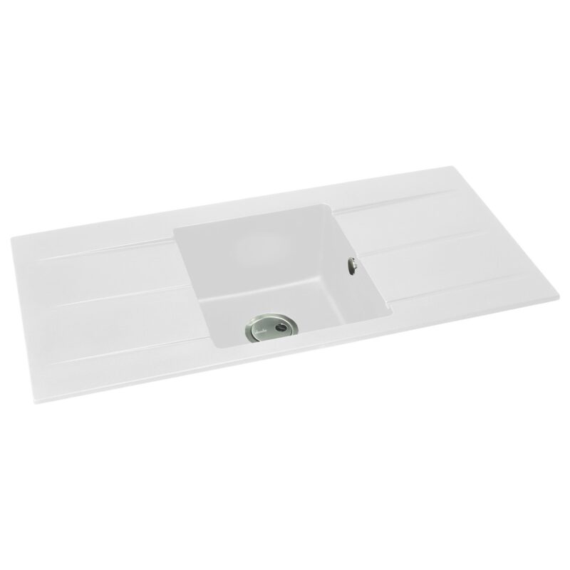 Abode Zero 1 Bowl & Double Drainer Granite Inset Sink White