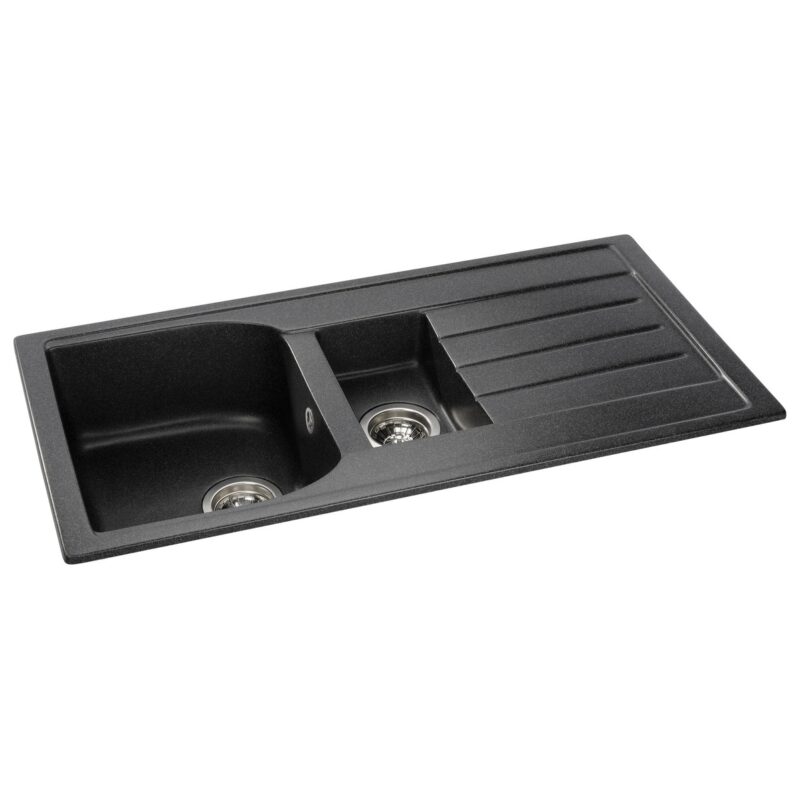 Abode Oriel 1.5 Bowl & Drainer Granite Inset Sink Black