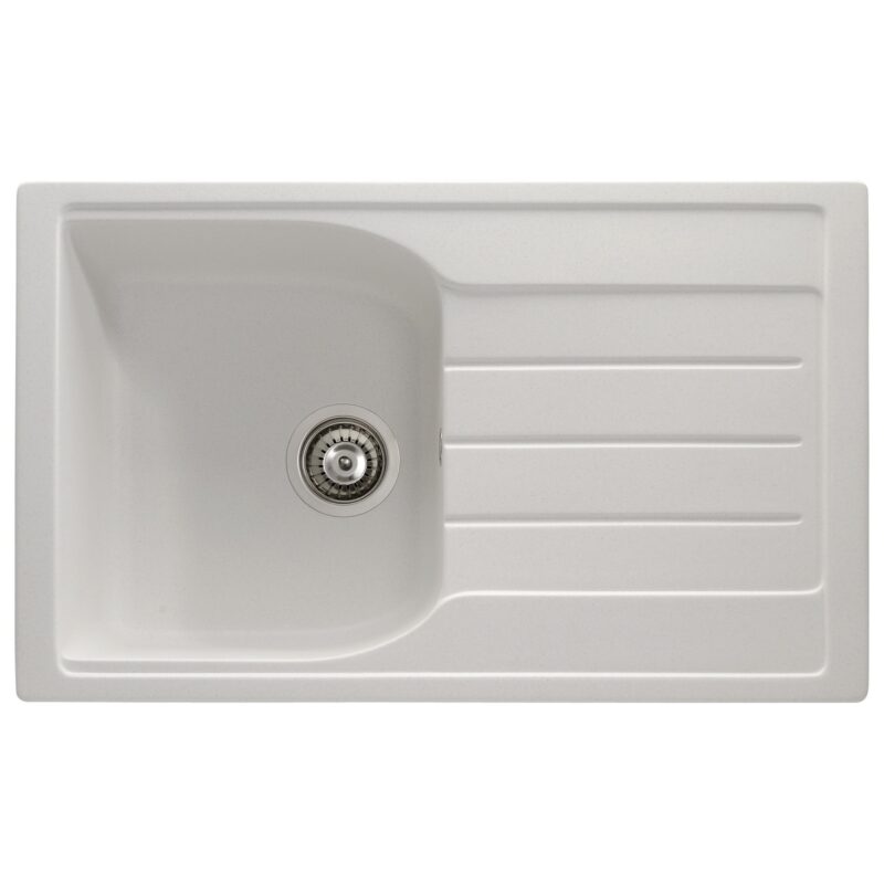 Abode Oriel 1 Bowl & Drainer Granite Inset Sink Frost White Abode Oriel 1 Bowl & Drainer Granite Inset Sink Frost White
