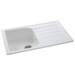 Abode Oriel 1 Bowl & Drainer Granite Inset Sink Frost White