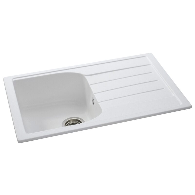 Abode Oriel 1 Bowl & Drainer Granite Inset Sink Frost White