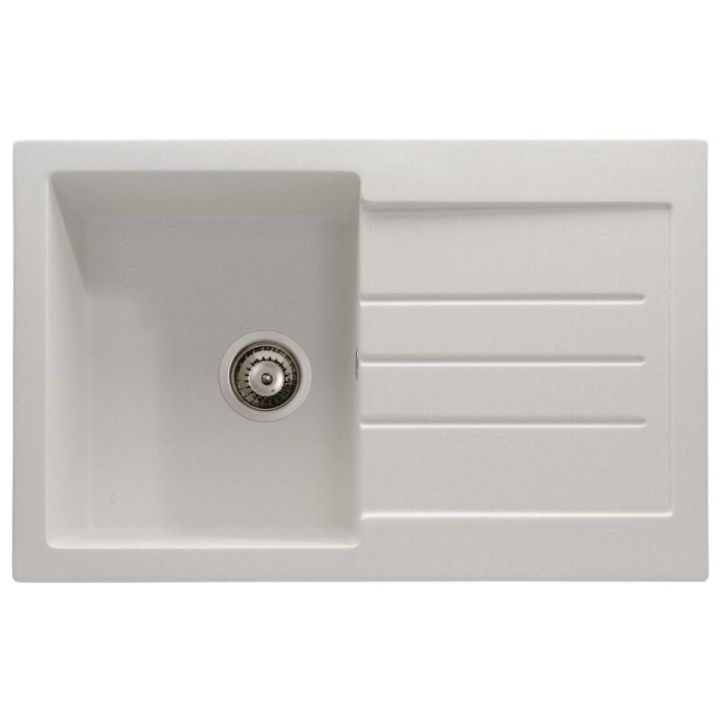 Abode Xcite 1 Bowl & Drainer Granite Inset Sink Frost White Abode Xcite 1 Bowl & Drainer Granite Inset Sink Frost White