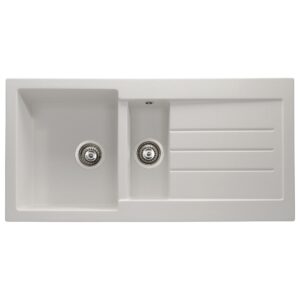 Abode Xcite 1.5 Bowl & Drainer Granite Inset Sink Frost White