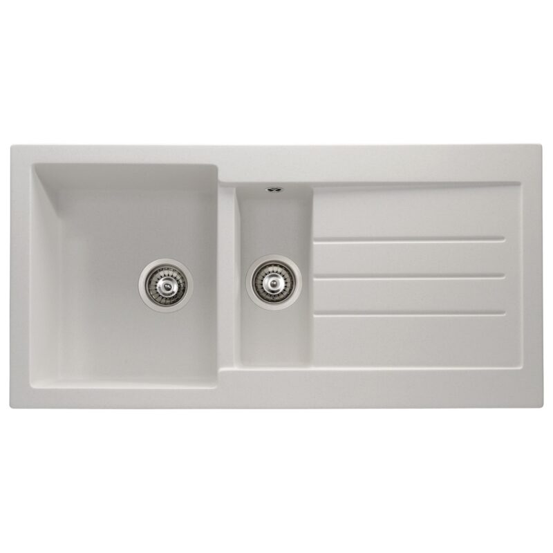 Abode Xcite 1.5 Bowl & Drainer Granite Inset Sink Frost White Abode Xcite 1.5 Bowl & Drainer Granite Inset Sink Frost White