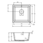 Abode Matrix Sq GR15 1 Bowl Granite Inset/Undermount Sink Black