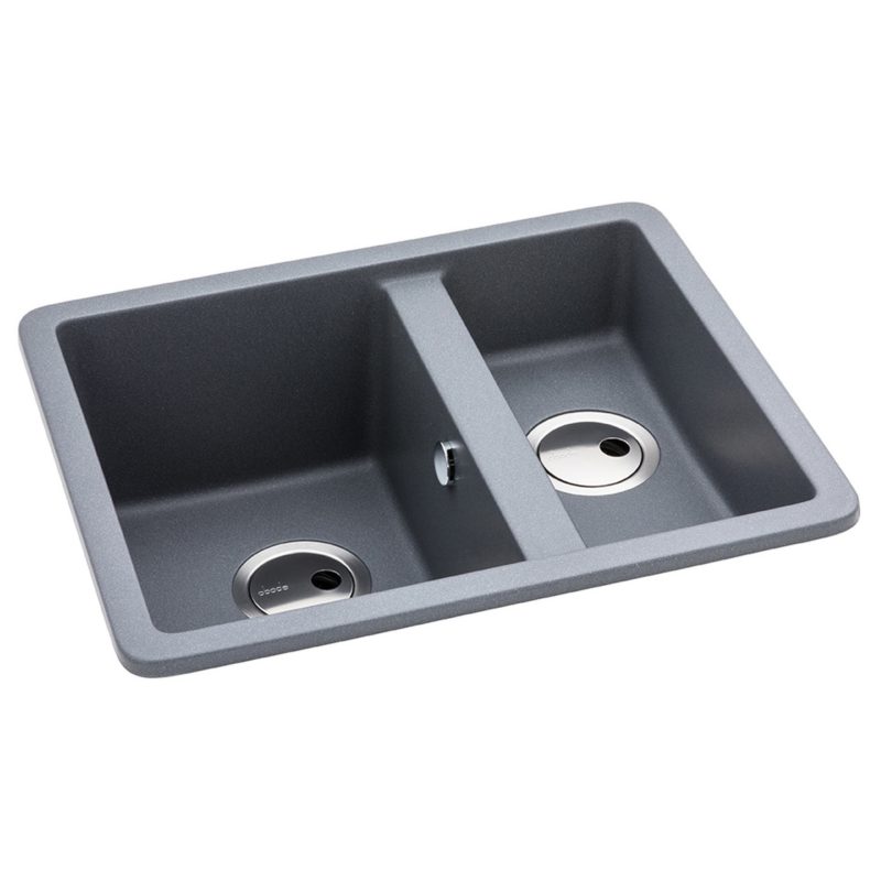 Abode Matrix Sq GR15 1.5 Bowl Granite Inset/Undermount Sink Grey