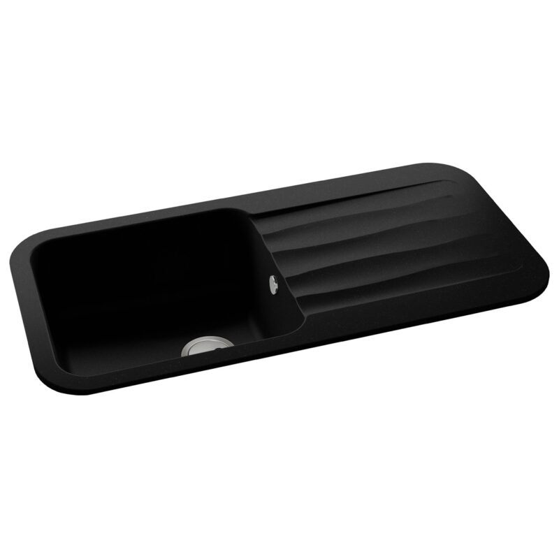Abode Dune 1 Bowl & Drainer Granite Inset Sink Black
