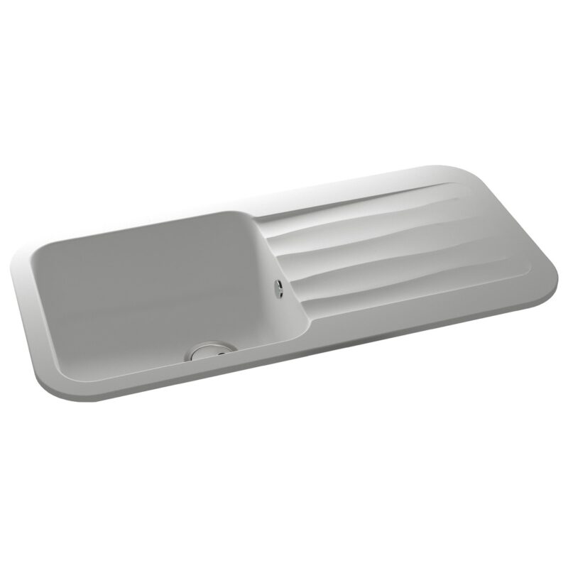 Abode Dune 1 Bowl & Drainer Granite Inset Sink Frost White