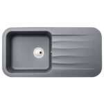 Abode Dune 1 Bowl & Drainer Granite Inset Sink Grey Metallic