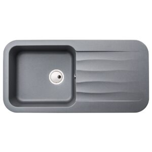 Abode Dune 1 Bowl & Drainer Granite Inset Sink Grey Metallic