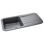 Abode Dune 1 Bowl & Drainer Granite Inset Sink Grey Metallic