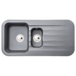 Abode Dune 1.5 Bowl & Drainer Granite Inset Sink Grey Metallic