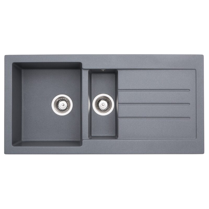 Abode Xcite 1.5 Bowl & Drainer Granite Inset Sink Grey Metallic Abode Xcite 1.5 Bowl & Drainer Granite Inset Sink Grey Metallic