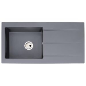 Abode Zero 1 Bowl & Drainer Granite Inset Sink Grey Metallic