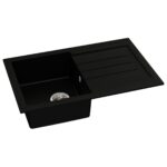 Abode Xcite 1 Bowl & Drainer Granite Inset Sink Black Metallic