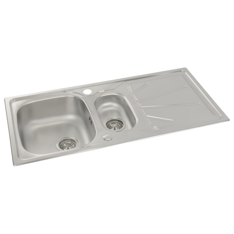 Abode Trydent 1.5 Bowl & Drainer Inset Sink Stainless Steel