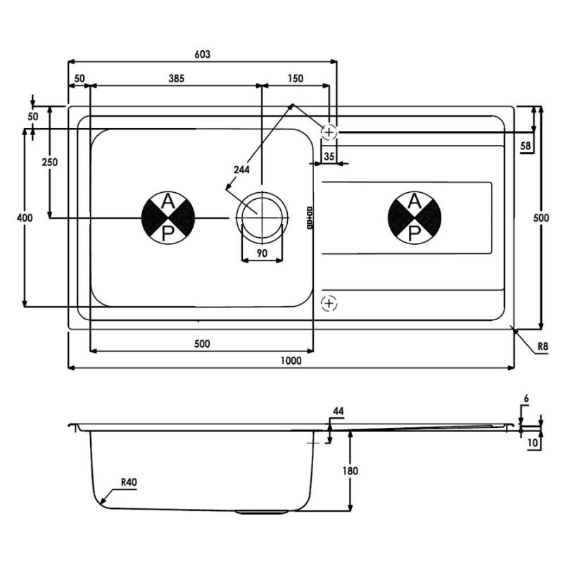 Abode Ixis 1 Bowl & Drainer Inset Sink Stainless Steel