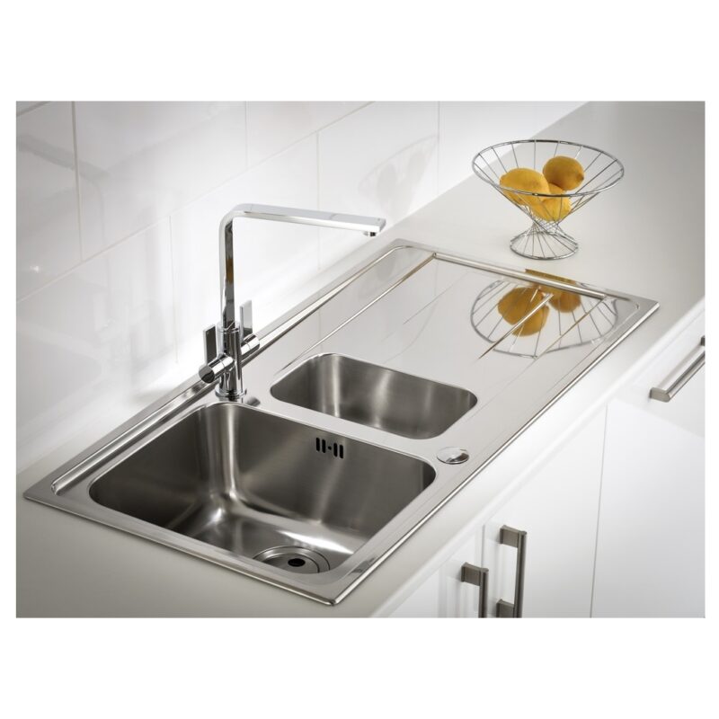 Abode Ixis 1.5 Bowl & Drainer Inset Sink Stainless Steel
