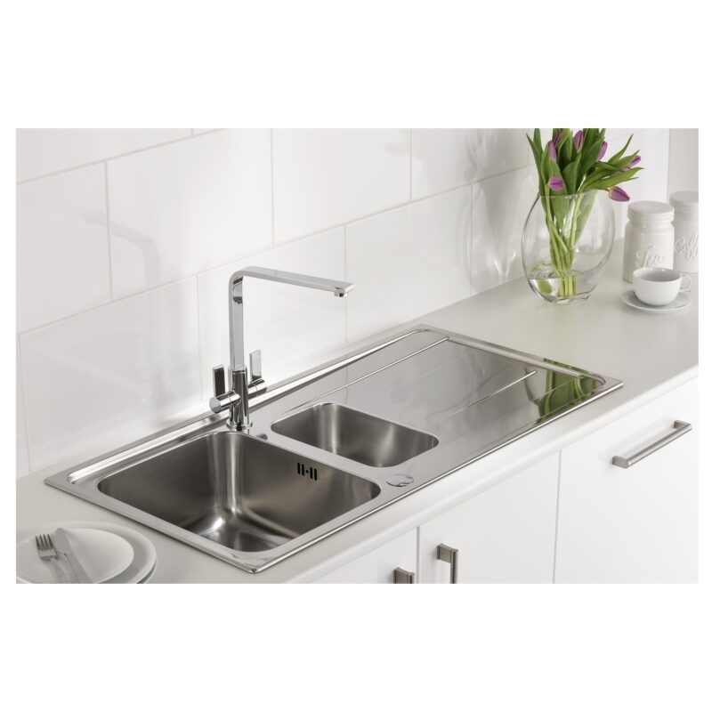 Abode Ixis 1.5 Bowl & Drainer Inset Sink Stainless Steel