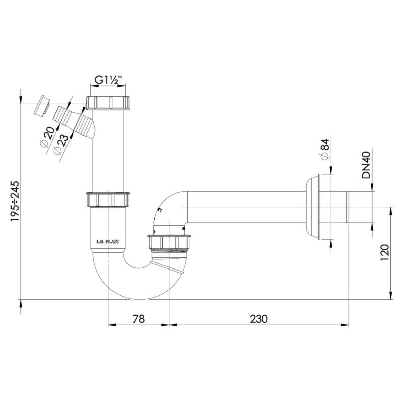Abode Pipework Kit for Single Bowl Kitchen Sinks