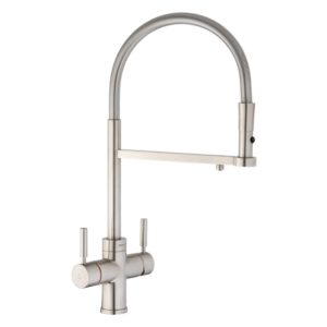 Abode 3 IN 1 Professional Monobloc Kitchen Tap Brushed Nickel