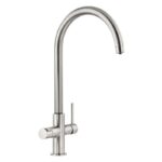 Abode Prothia 3 IN 1 Swan Spout Slimline Kitchen Tap Brushed Nickel