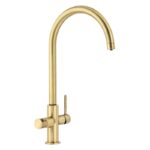 Abode Prothia 3 IN 1 Swan Spout Slimline Kitchen Tap Brushed Brass