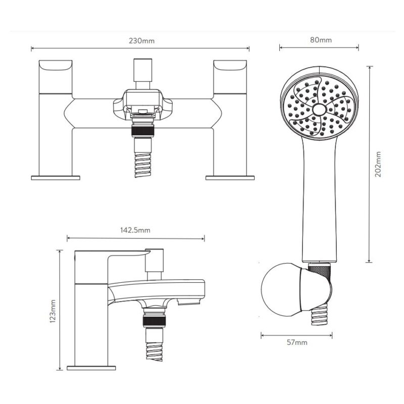 Aqualisa Central Bath Shower Mixer Tap Chrome