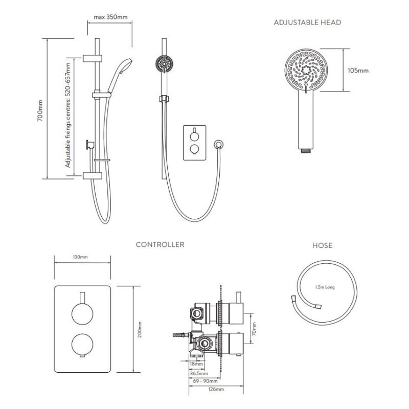 Aqualisa Dream Thermostatic Shower with Adjustable Head Round
