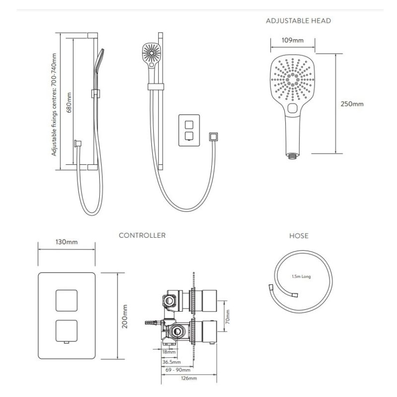 Aqualisa Dream Thermostatic Shower with Wall Head Round