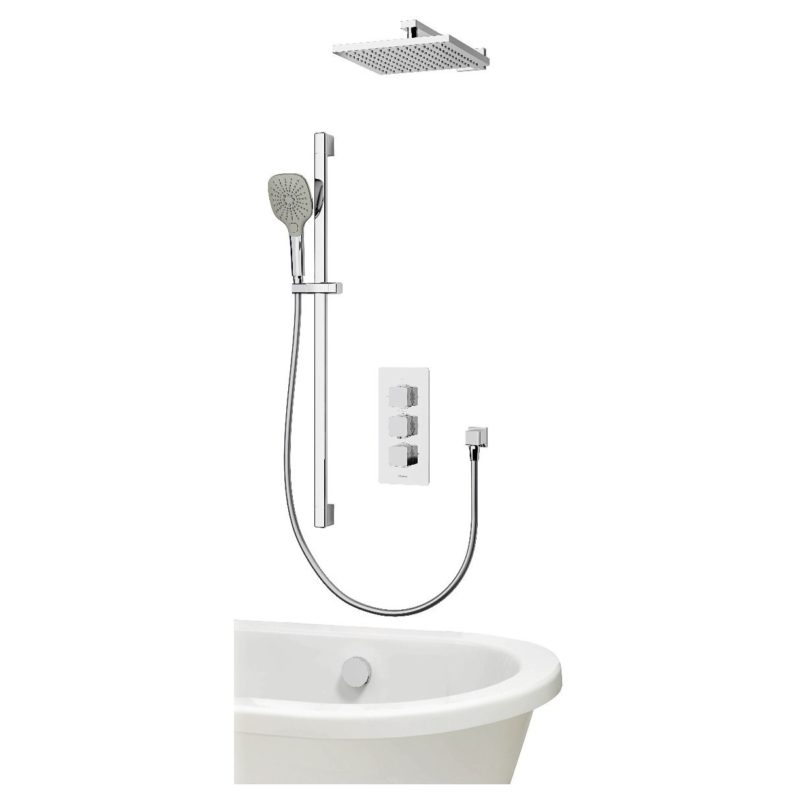 Aqualisa Dream Shower with Adjustable Head, Wall Head & Bath Fill Square