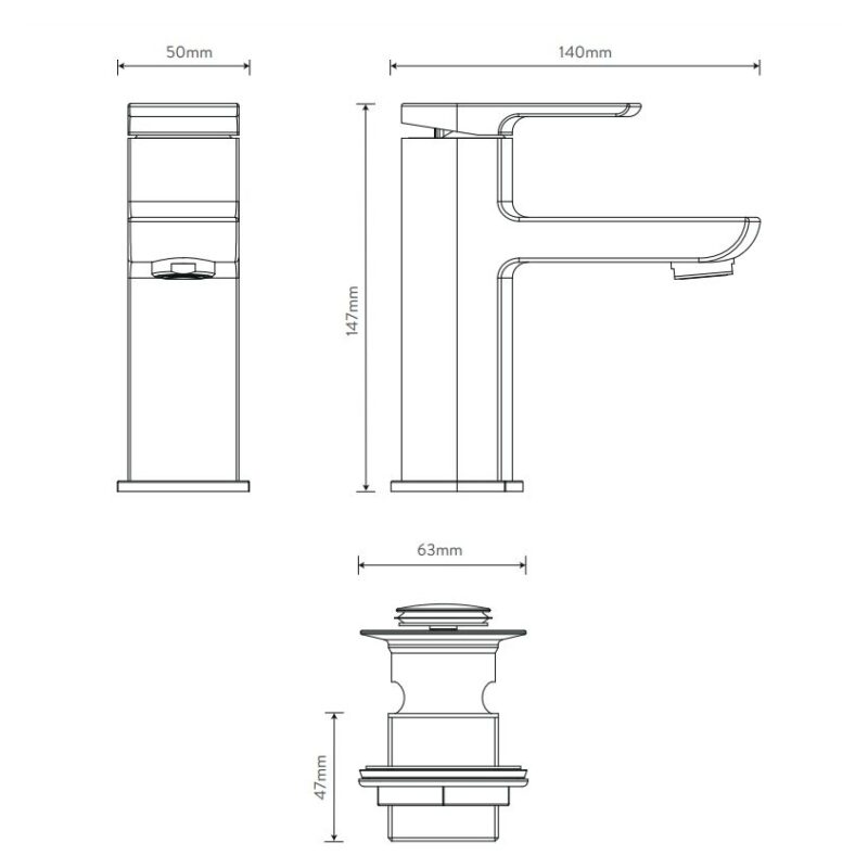 Aqualisa Downtown Large Pillar Tap Matt Black