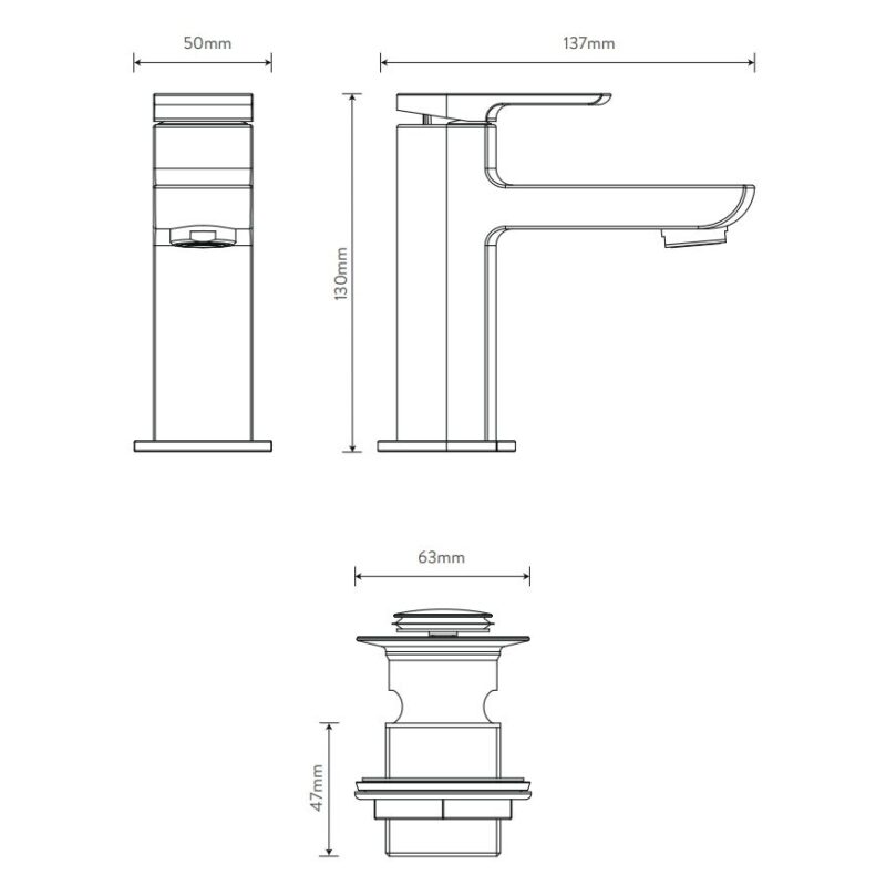 Aqualisa Downtown Basin Mixer Tap Small Chrome
