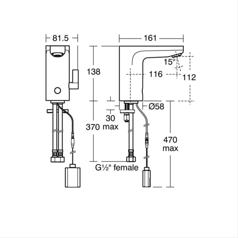 Armitage Shanks Sensorflow Wave Basin Mixer Battery with Control
