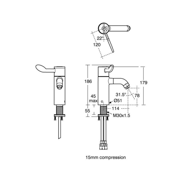 Armitage Shanks Markwik 21+ Basin Mixer with Detachable Spout