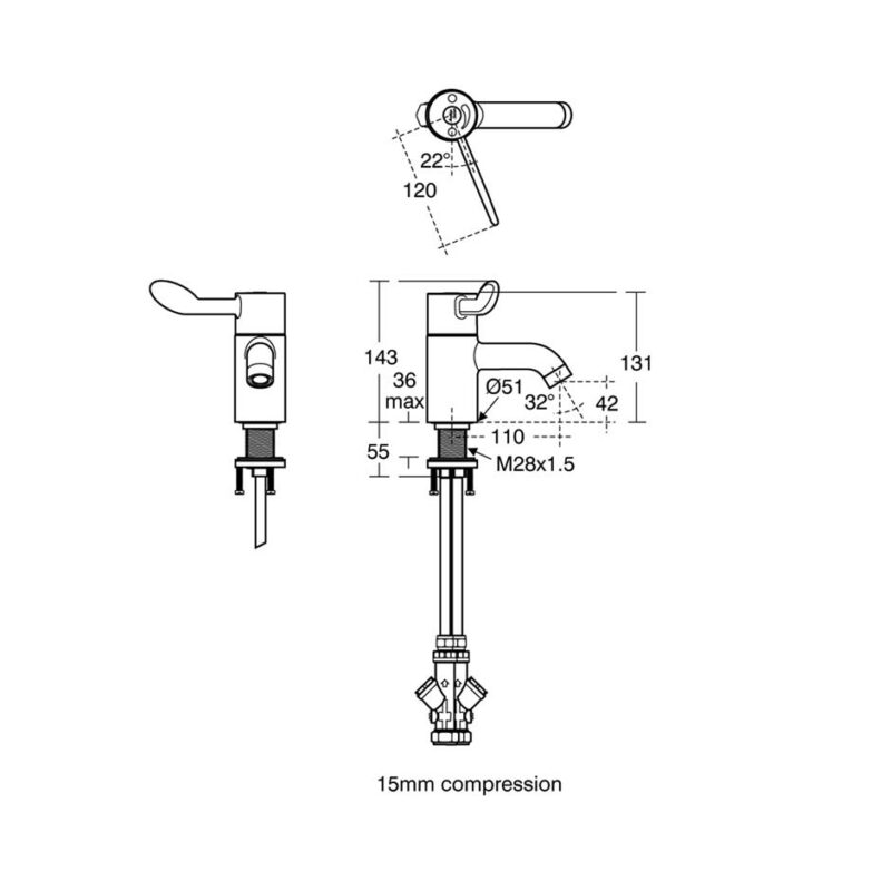 Armitage Shanks Contour 21+ Thermostatic Sequential Basin Mixer, Copper Tails