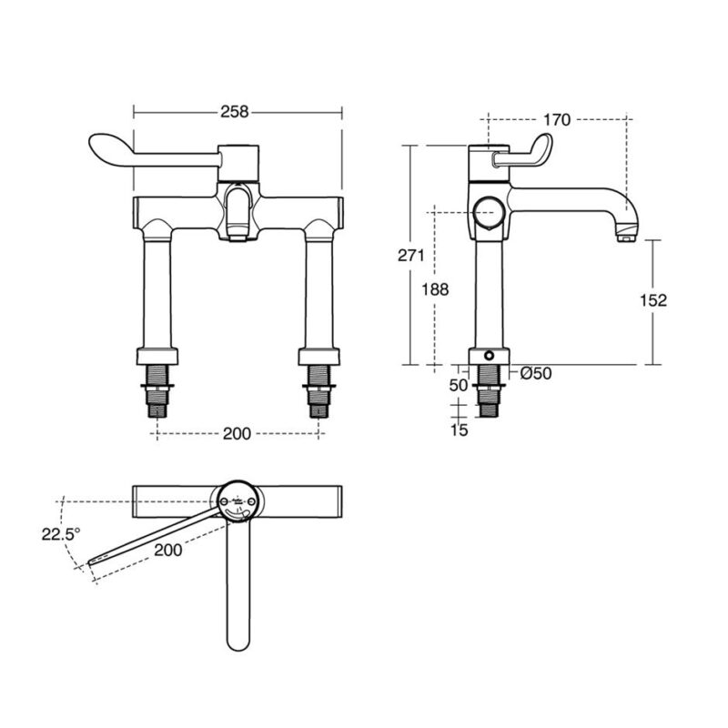 Armitage Shanks Markwik 21+ Deck Lever Mixer, Fixed Spout
